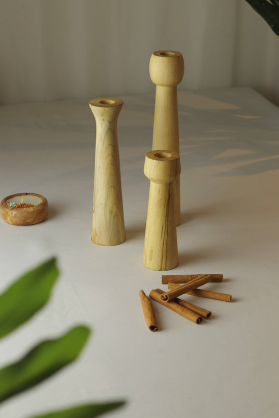 ست جا شمعی بلند pastilwood چوب افرا