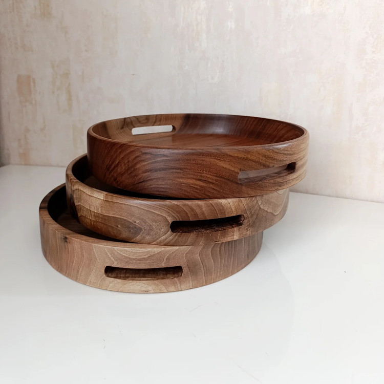 سینی پذیرایی گرد Pastilwood چوب گردو
