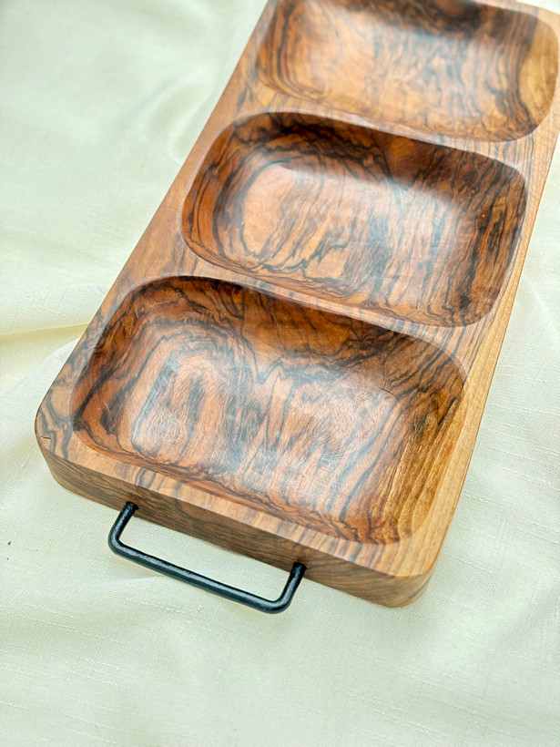اردوخوری شماره ۹ _سه خونه pastilwood چوب گردو -دسته فلزی